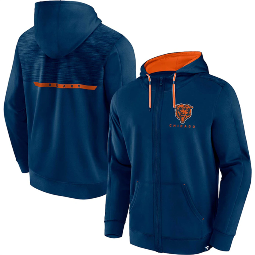 Men's Navy Chicago Bears Defender Evo Full-Zip Hoodie